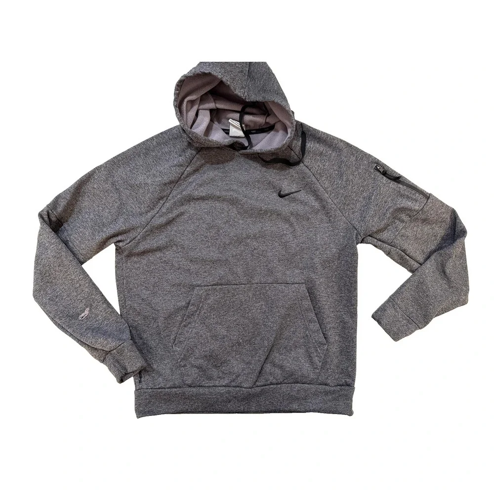 Nike Y2K Hoodie Mens Medium Gray Therma-FIT Pullover Fleece Sweatshirt Zip